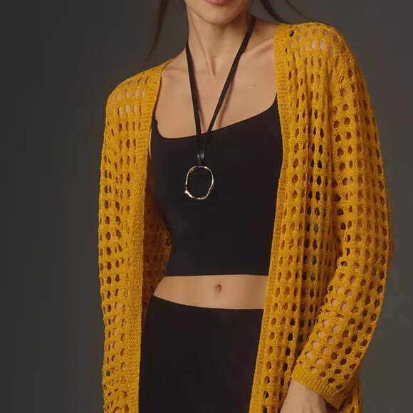 By Anthropologie Open-Weave Cardigan Sweater - Picture 3 of 5